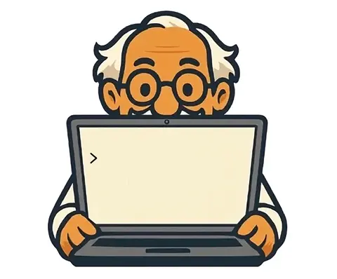 Professor Peptides mascot on laptop